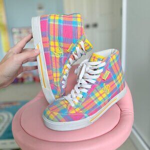 Southpole Pink Yellow Blue Colorful Plaid Sneakers